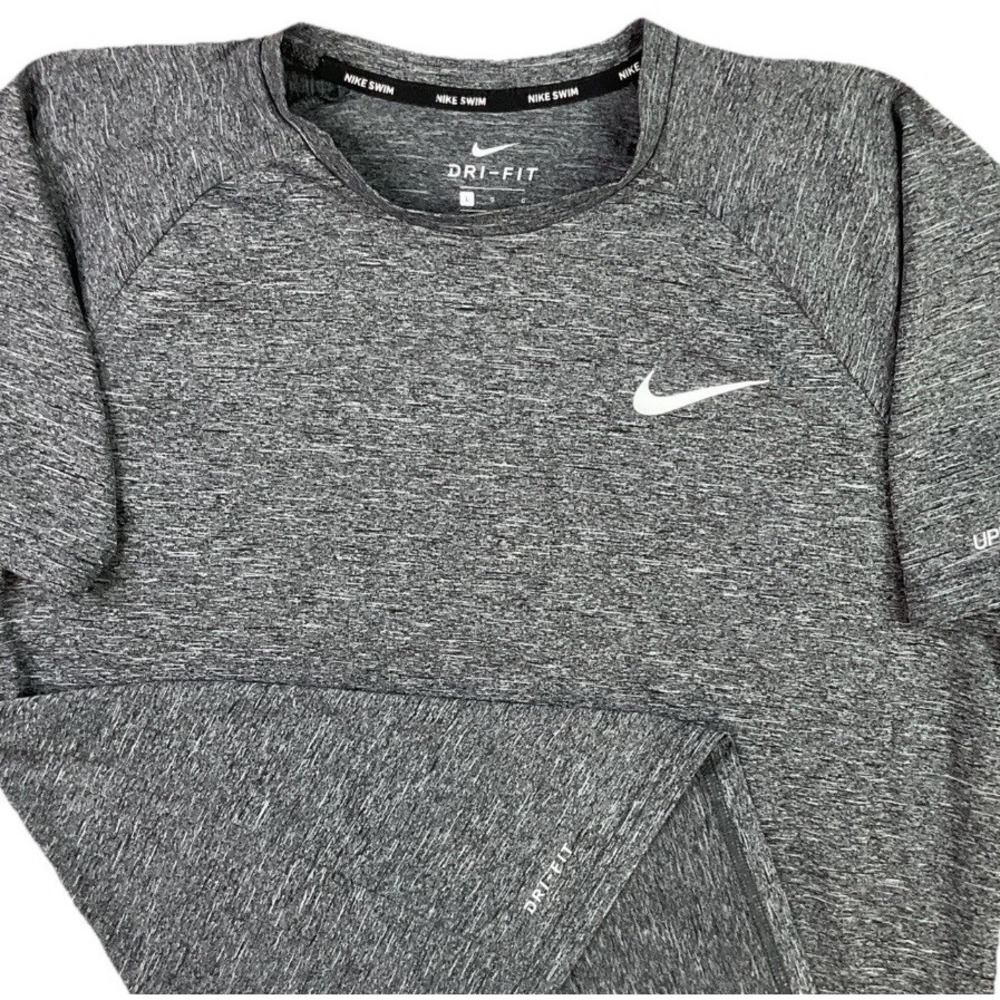 Nike Shirt Men Sz L Essential Hydroguard Swim T-Shirt UPF 40+ NESSA589-001 Gray